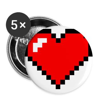 heart pixel - Buttons large 2.2''/56 mm (5-pack) - white - Front