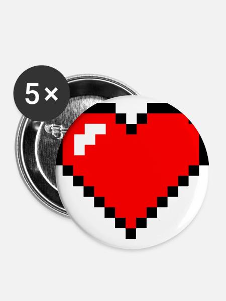 herzpixel - Buttons groß 56 mm (5er Pack) - Weiß