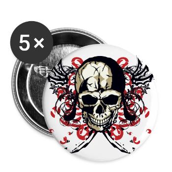 skull skull skull fantasy design 2005 m - Buttons large 2.2''/56 mm (5-pack) - white - Front
