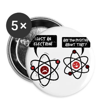 WITZ ATOMIQUE DRÔLE | ÉTUDIANT ÉLECTRON NERD GEEK - Lot de 5 grands badges (56 mm) - blanc - Devant