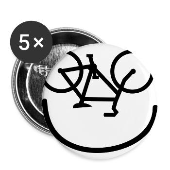lachendes Fahrrad Fahrradfahrer Bike Rad Radsport - Buttons groß 56 mm (5er Pack) - Weiß - Vorne