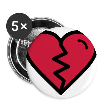 Gebrochenes Herz, Herzschmerz,unglücklich verliebt - Buttons groß 56 mm (5er Pack) - Weiß - Vorne