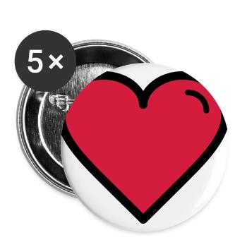 Valentine's Heart - Buttons large 2.2''/56 mm (5-pack) - white - Front
