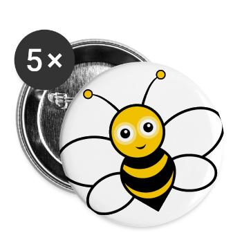 Biene - Buttons groß 56 mm (5er Pack) - Weiß - Vorne