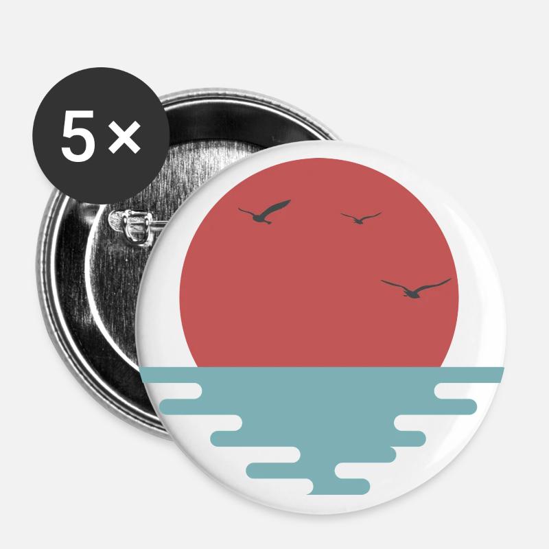 Sunset Sunrise Japan - Buttons large 2.2''/56 mm (5-pack) - white