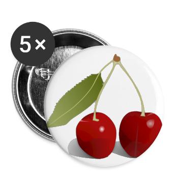 Cerises - Lot de 5 grands badges (56 mm) - blanc - Devant