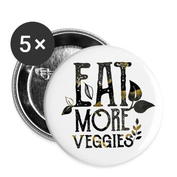 Veganer Vegetarier Tierschutz Geschenkidee - Buttons groß 56 mm (5er Pack) - Weiß - Vorne