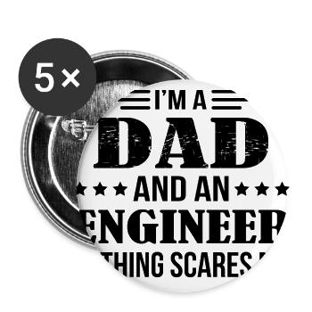 L'ingénieur papa me fait peur - Lot de 5 grands badges (56 mm) - blanc - Devant
