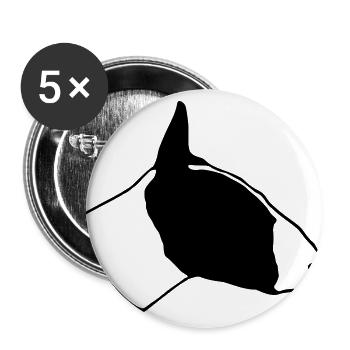 Hund Hunde Kampfhund - Buttons groß 56 mm (5er Pack) - Weiß - Vorne