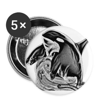 Baleine - noir blanc - Lot de 5 grands badges (56 mm) - blanc - Devant