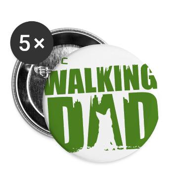 Idée cadeau de berger allemand à pied Père Gassi - Lot de 5 grands badges (56 mm) - blanc - Devant