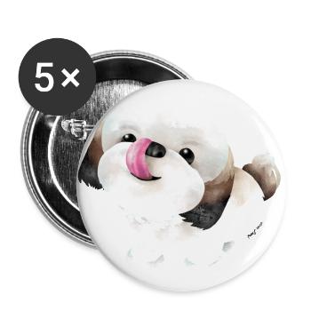 Shih Tzu Hund - Buttons groß 56 mm (5er Pack) - Weiß - Vorne