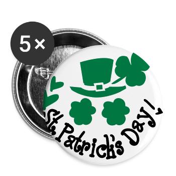 St.Patrick 's Tag grünen Hut Kleeblatt - Buttons groß 56 mm (5er Pack) - Weiß - Vorne