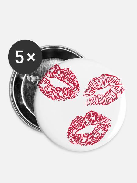 Lippen - Buttons groß 56 mm (5er Pack) - Weiß