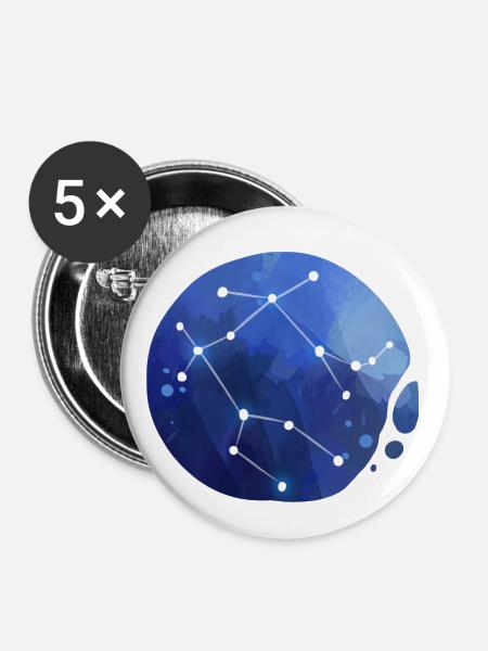 Sternzeichen Zwilling Gemini - Buttons groß 56 mm (5er Pack) - Weiß