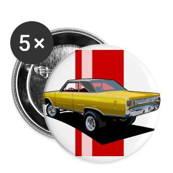 Hot Rod - Buttons groß 56 mm (5er Pack) - Weiß - Vorne