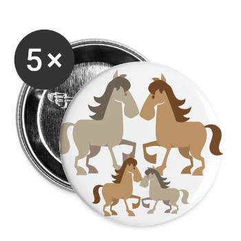 horses Pferde Pholen 4 432 - Buttons groß 56 mm (5er Pack) - Weiß - Vorne
