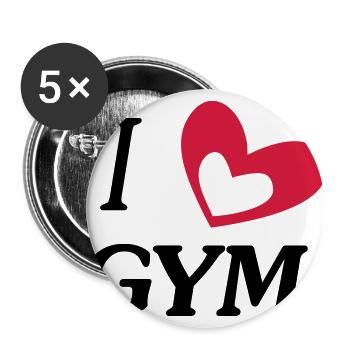 i love gym - Buttons large 2.2''/56 mm (5-pack) - white - Front