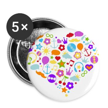 colorful heart - Buttons large 2.2''/56 mm (5-pack) - white - Front