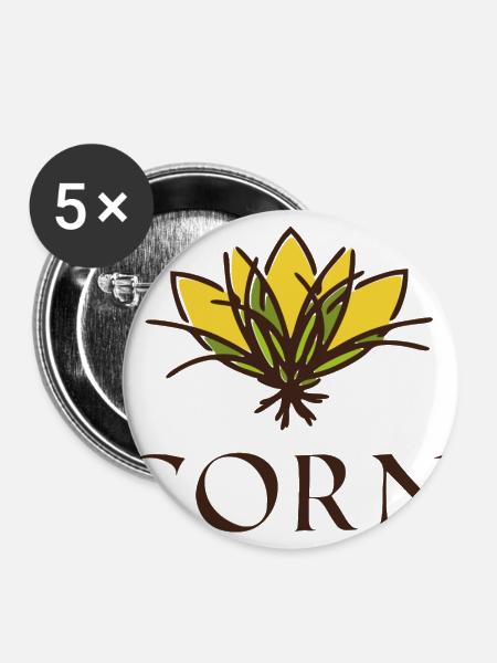 Mais Krone - Buttons groß 56 mm (5er Pack) - Weiß