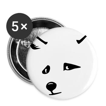Fuchskopf / fox head (1c) - Buttons groß 56 mm (5er Pack) - Weiß - Vorne