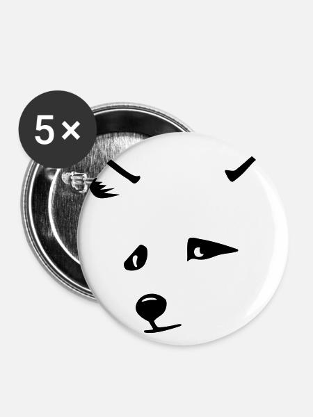 Fuchskopf / fox head (1c) - Buttons groß 56 mm (5er Pack) - Weiß