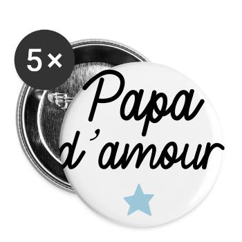 Papa d amour e toile - Lot de 5 grands badges (56 mm) - blanc - Devant