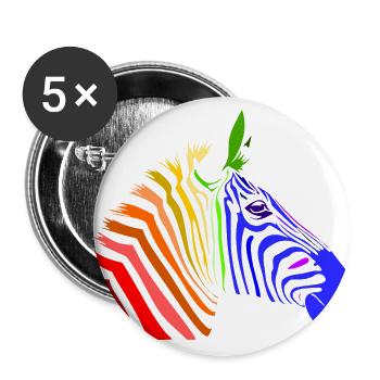 Zebra; Punk Zebra; Rainbow Zebra - Lot de 5 grands badges (56 mm) - blanc - Devant