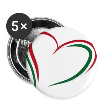 heart flag italy - Buttons large 2.2''/56 mm (5-pack) - white - Front