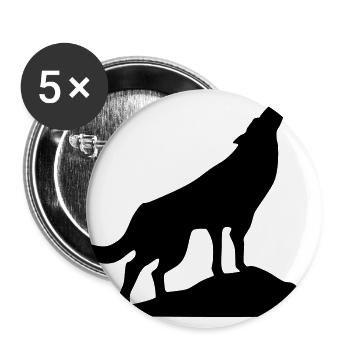 Wolf - Wolkshund (super cheap) - Lot de 5 grands badges (56 mm) - blanc - Devant