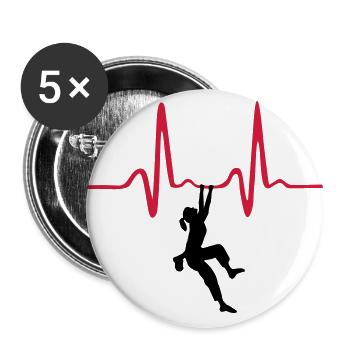 Kletterin und Herzschlag, Klettern - Buttons groß 56 mm (5er Pack) - Weiß - Vorne