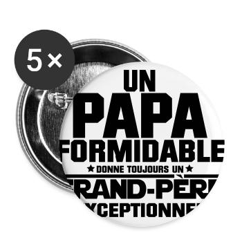 PAPA Formidable Grand-Père Exceptionnel - Lot de 5 grands badges (56 mm) - blanc - Devant