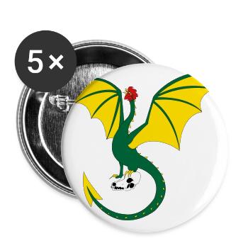 Jugger Basilisken Basel Merch - Buttons groß 56 mm (5er Pack) - Weiß - Vorne