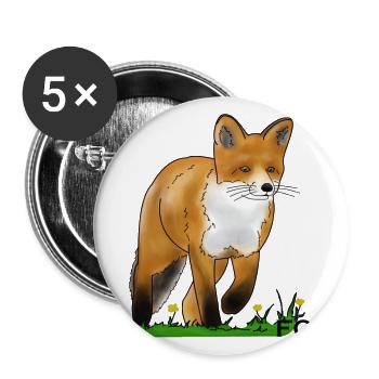 Fuchs - Buttons groß 56 mm (5er Pack) - Weiß - Vorne