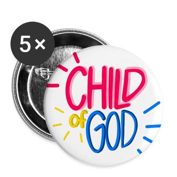 Enfant de Dieu - design chrétien - coloré - Lot de 5 grands badges (56 mm) - blanc - Devant