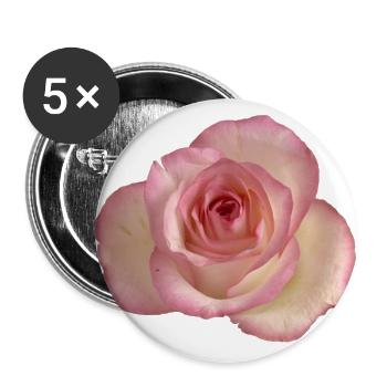 Rose / rose blanche - Lot de 5 grands badges (56 mm) - blanc - Devant