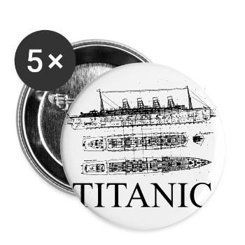 Pläne der Titanic - Buttons groß 56 mm (5er Pack) - Weiß - Vorne