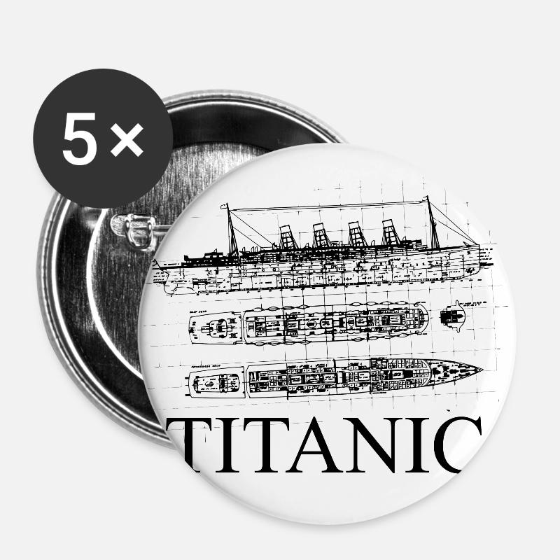 plans of the titanic - Buttons large 2.2''/56 mm (5-pack) - white