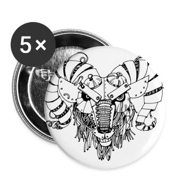 steampank ram - Buttons large 2.2''/56 mm (5-pack) - white - Front