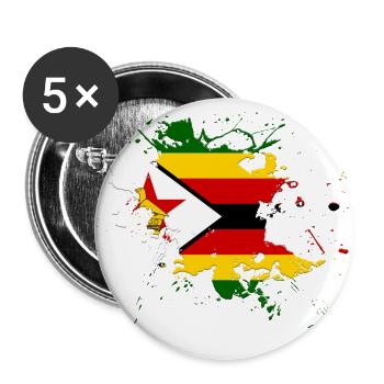 Drapeau du Zimbabwe comme une touche de couleur - Lot de 5 grands badges (56 mm) - blanc - Devant