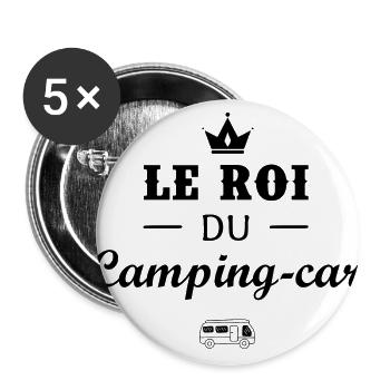 Le Roi du Camping-car - Lot de 5 grands badges (56 mm) - blanc - Devant