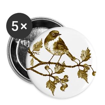 Vogel - Buttons groß 56 mm (5er Pack) - Weiß - Vorne