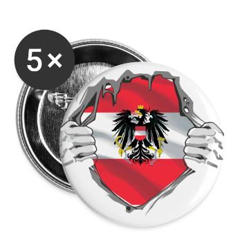 Austria flag coat of arms gift superhero - Buttons large 2.2''/56 mm (5-pack) - white - Front