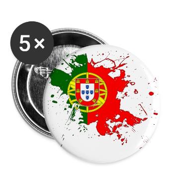 Portugal flag as a splash of colour - Buttons large 2.2''/56 mm (5-pack) - white - Front