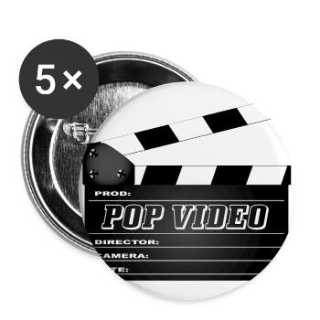 Pop Video Movie Clapperboard - Buttons large 2.2''/56 mm (5-pack) - white - Front