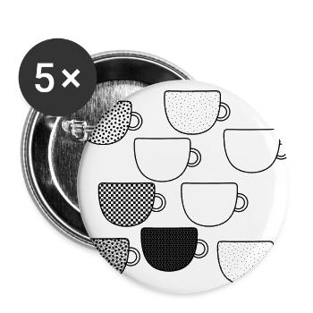 tasses - Lot de 5 grands badges (56 mm) - blanc - Devant