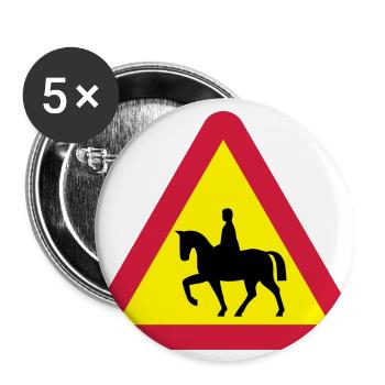 Horse warning - Buttons large 2.2''/56 mm (5-pack) - white - Front