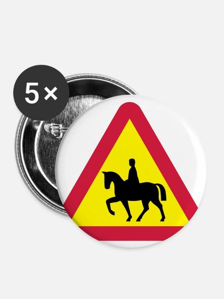 Horse warning - Buttons large 2.2''/56 mm (5-pack) - white