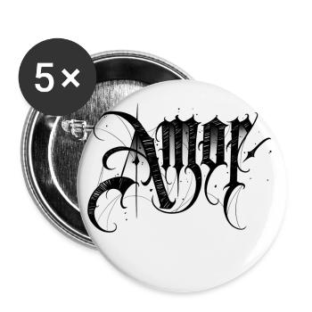 Amor - trash tattoo - Buttons large 2.2''/56 mm (5-pack) - white - Front