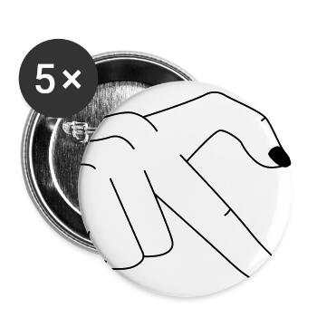 Hand Heart - Buttons large 2.2''/56 mm (5-pack) - white - Front